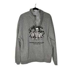 Last Call Co Hoodie Mens Large Gray‎ Friends In Low Places Skeleton Graphic